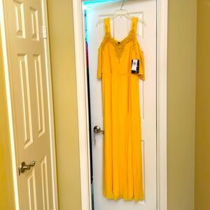 Sangria Yellow Cold Shoulder Dress